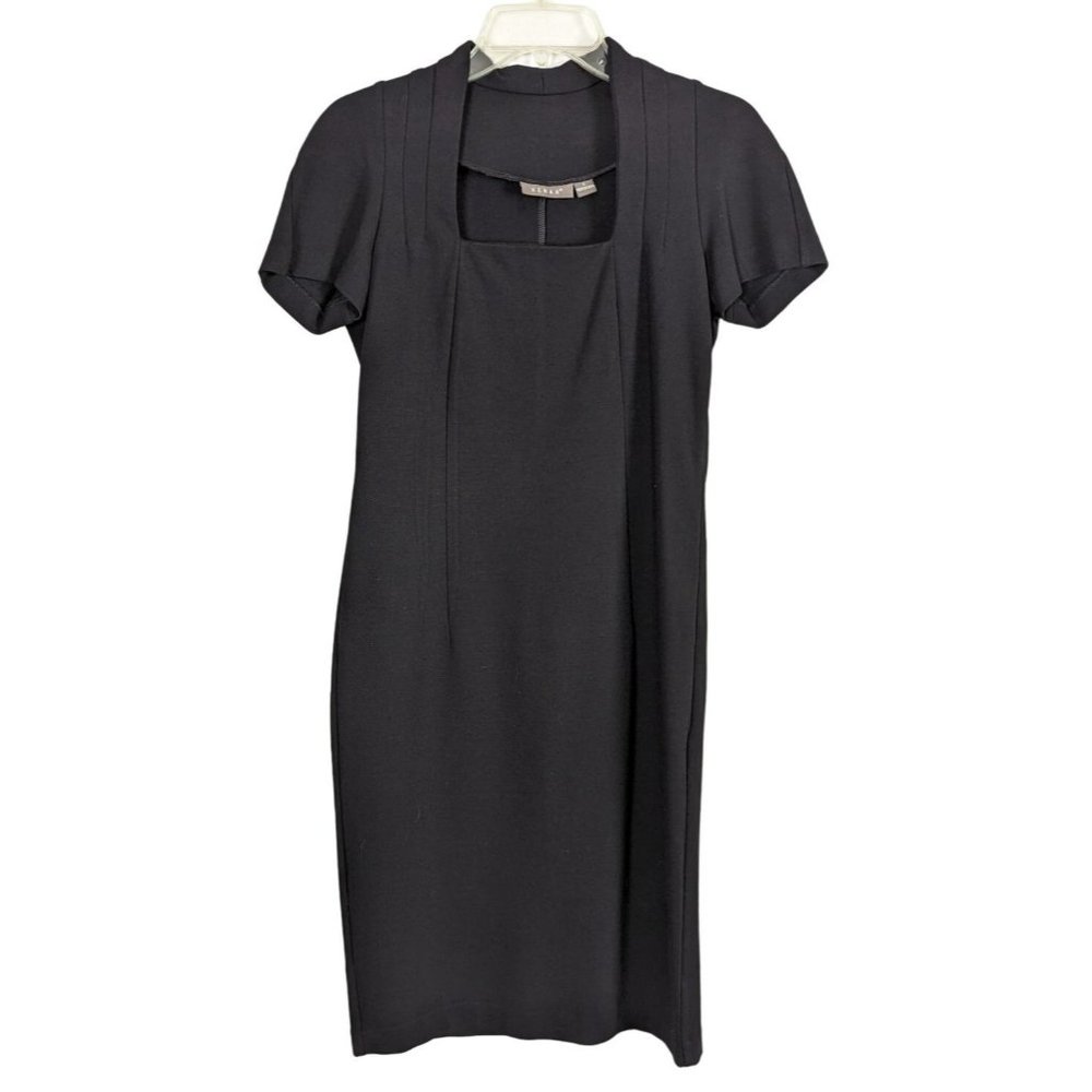 Kenar cap sleeve square neck stretch sheath‎ career black dress size 4